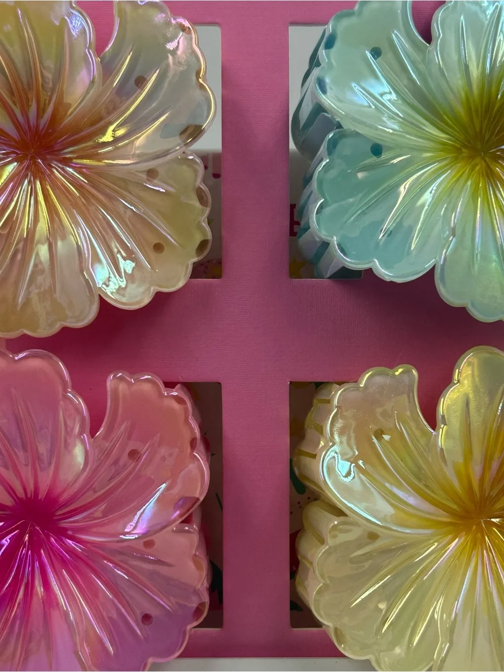 Plumeria flower Hawaii iridescent claw hair clips set of 4 New